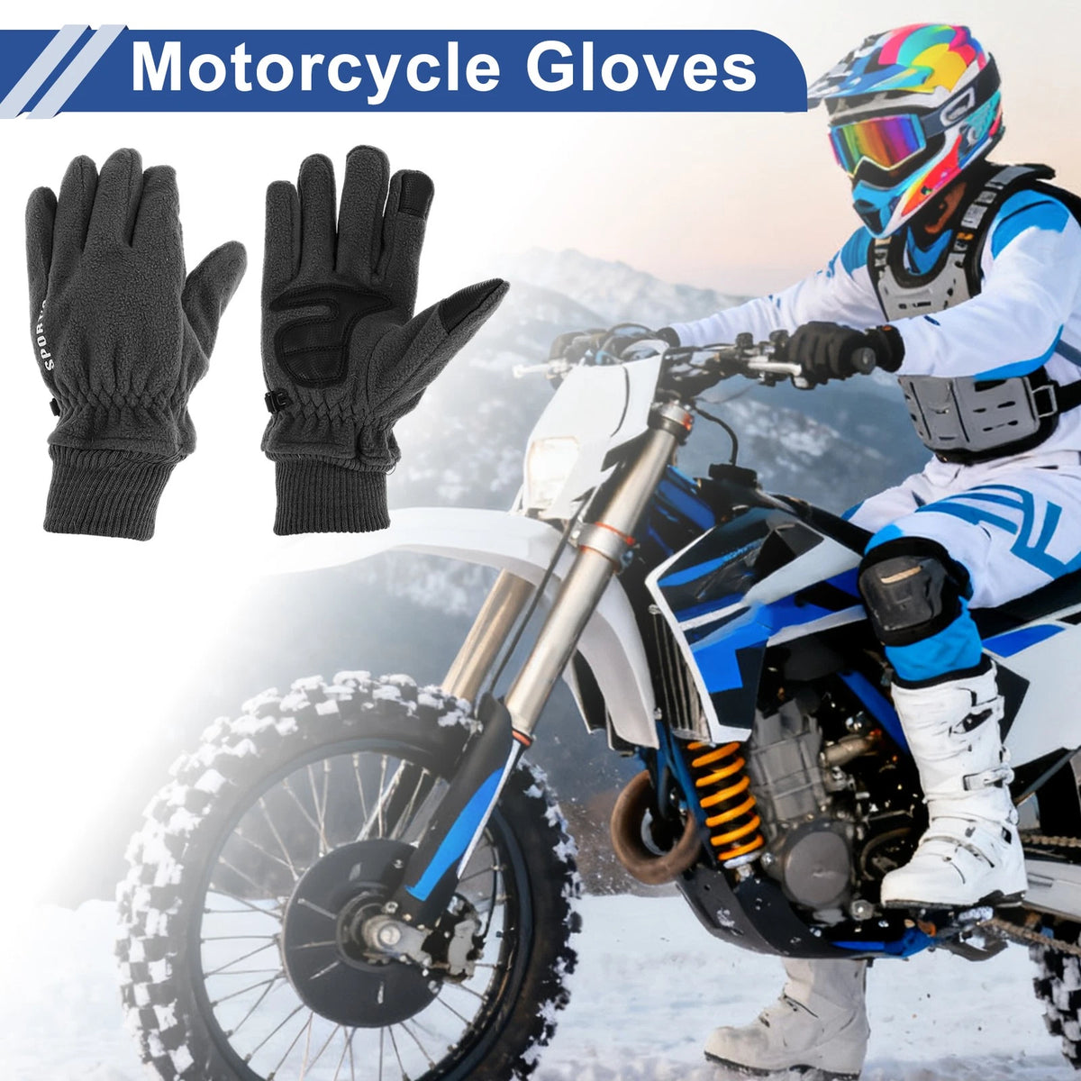 Men's Full Finger Cycling Gloves Double Polar Fleece for Mountain Biking