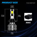 2X 9005 LED Headlight Bulbs for Low Beam (300% Bright, 6500K)