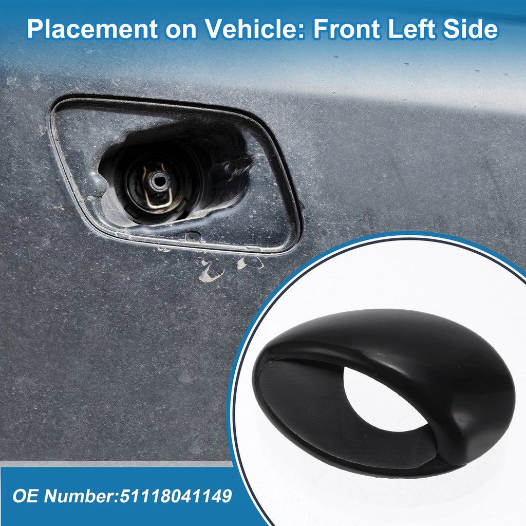 Front Left Headlight Washer Nozzle Cover for BMW M3 (2008–2013) Unpainted Black