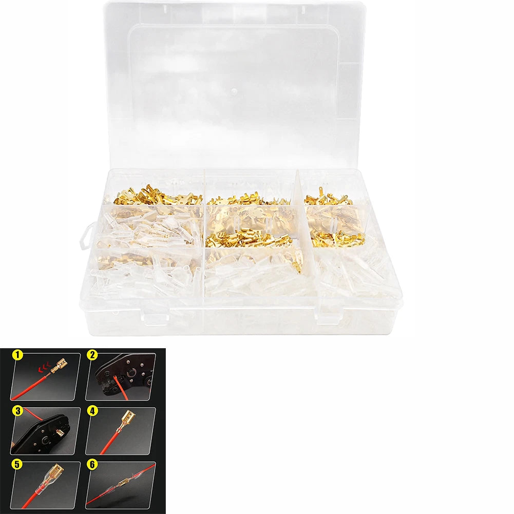 900pcs Electric Connectors Kit 2.8/4.8/6.3mm Tin Plated Brass