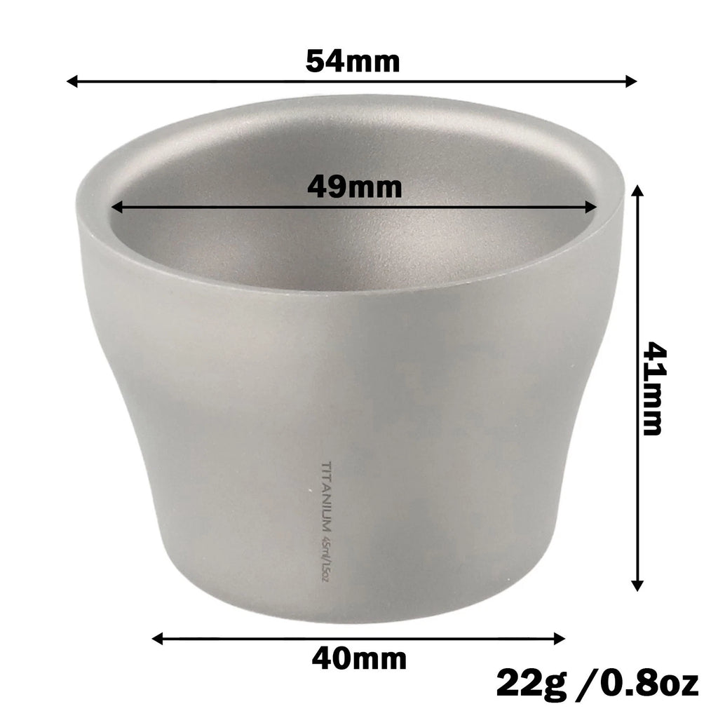 Compact Double Layer Titanium Wine Mug 45ml - Rust Resistant, Lightweight