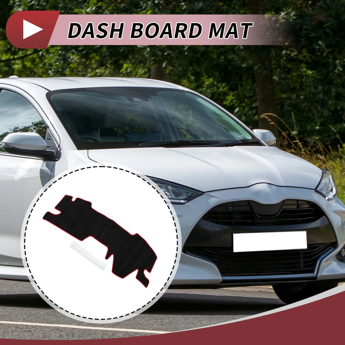 Dashboard Cover Mat for Toyota Yaris (2020–2024) - Sun Protector Pad Black Red