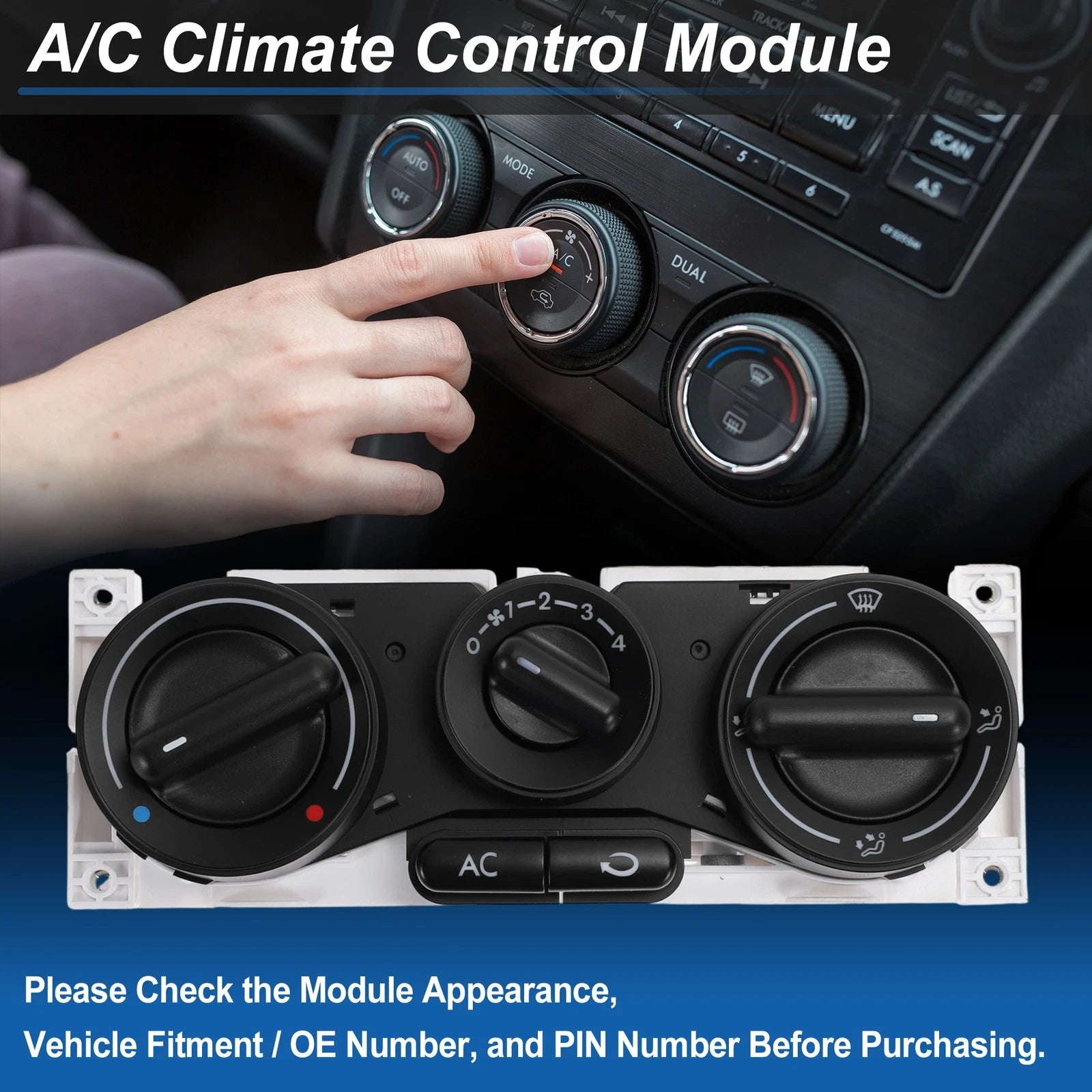 A/C Heater Climate Control Switch Module Panel for Volkswagen Beetle (1998–2010)