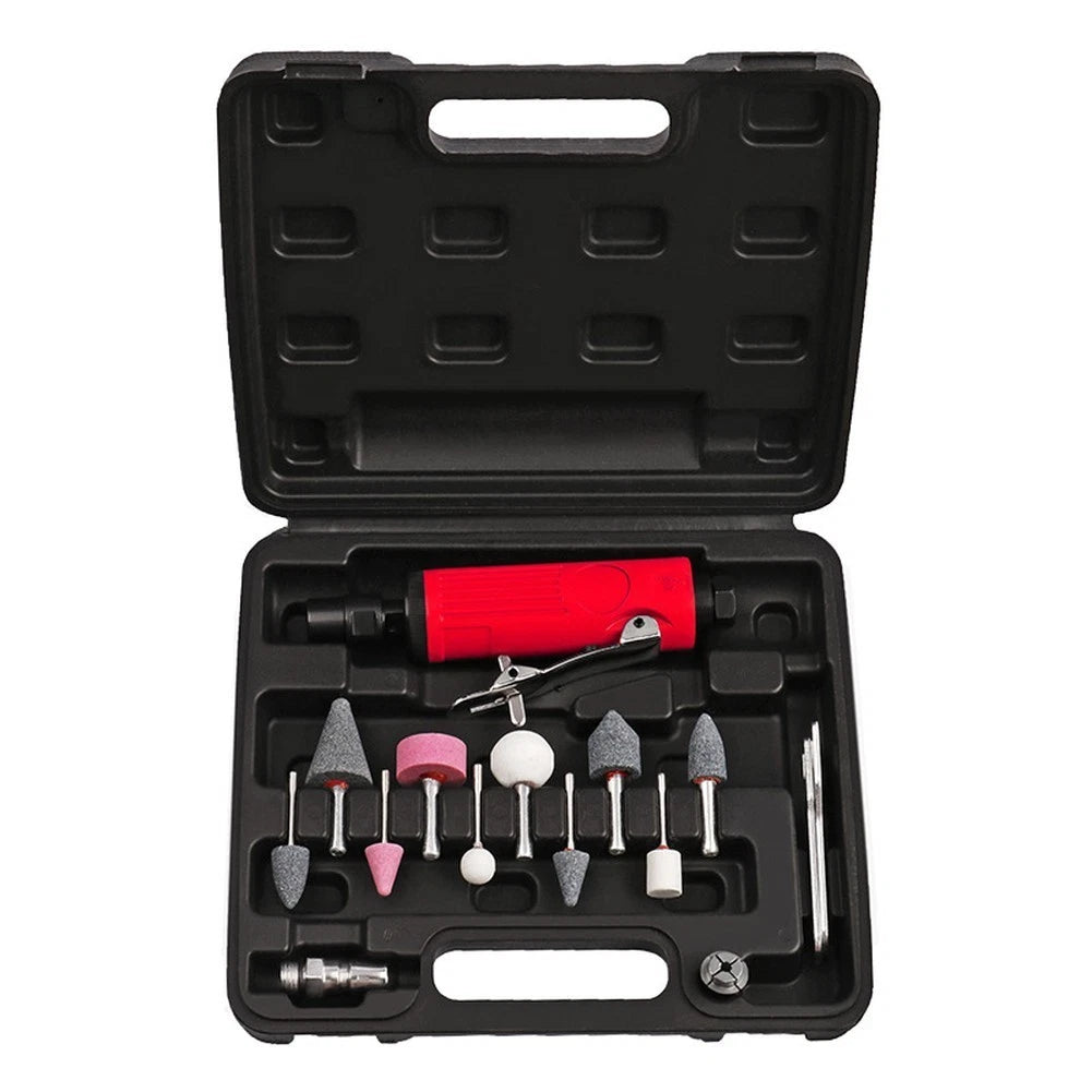 Pneumatic Grinder Set with Dual Chuck Sizes and Filtered Air Inlet