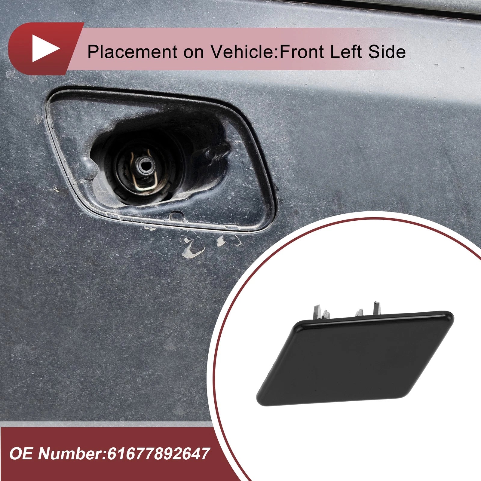 Headlight Washer Nozzle Cover Cap Replacement for BMW 328i xDrive (2011–2019)
