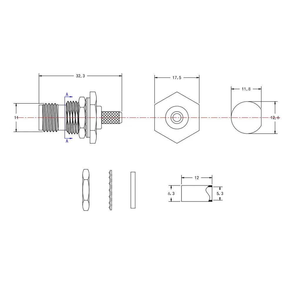 TNC KY3 Nickel Plated Copper Connector for Panel Installation