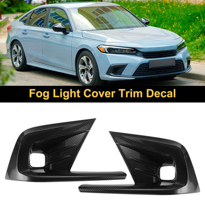 Front Left Right Fog Light Cover Trim for Honda Civic 11th Carbon Fiber Black (2016–2021)