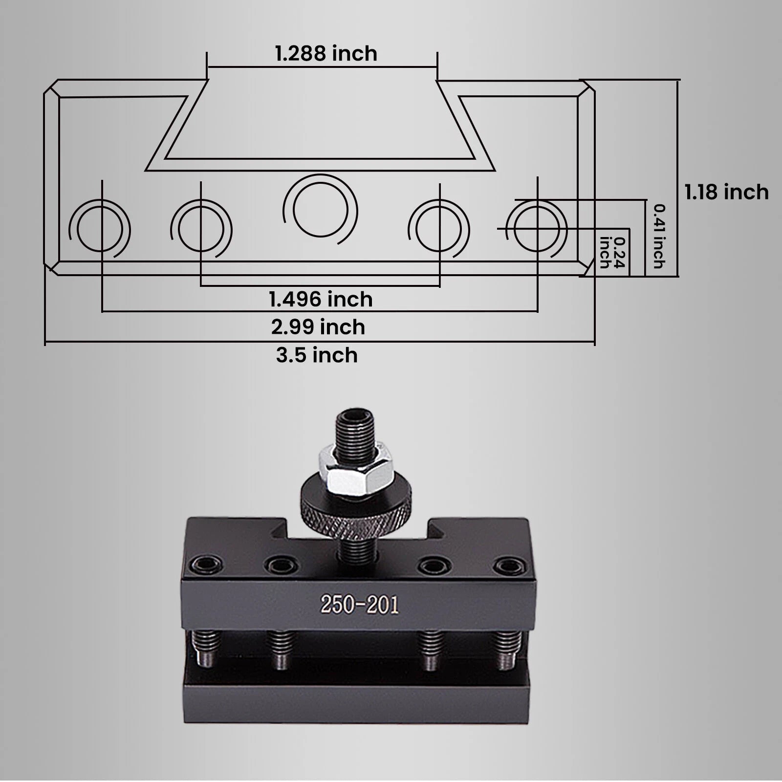5pcs Quick Change Lathe Tool Post Holder Kit 250-201 for
