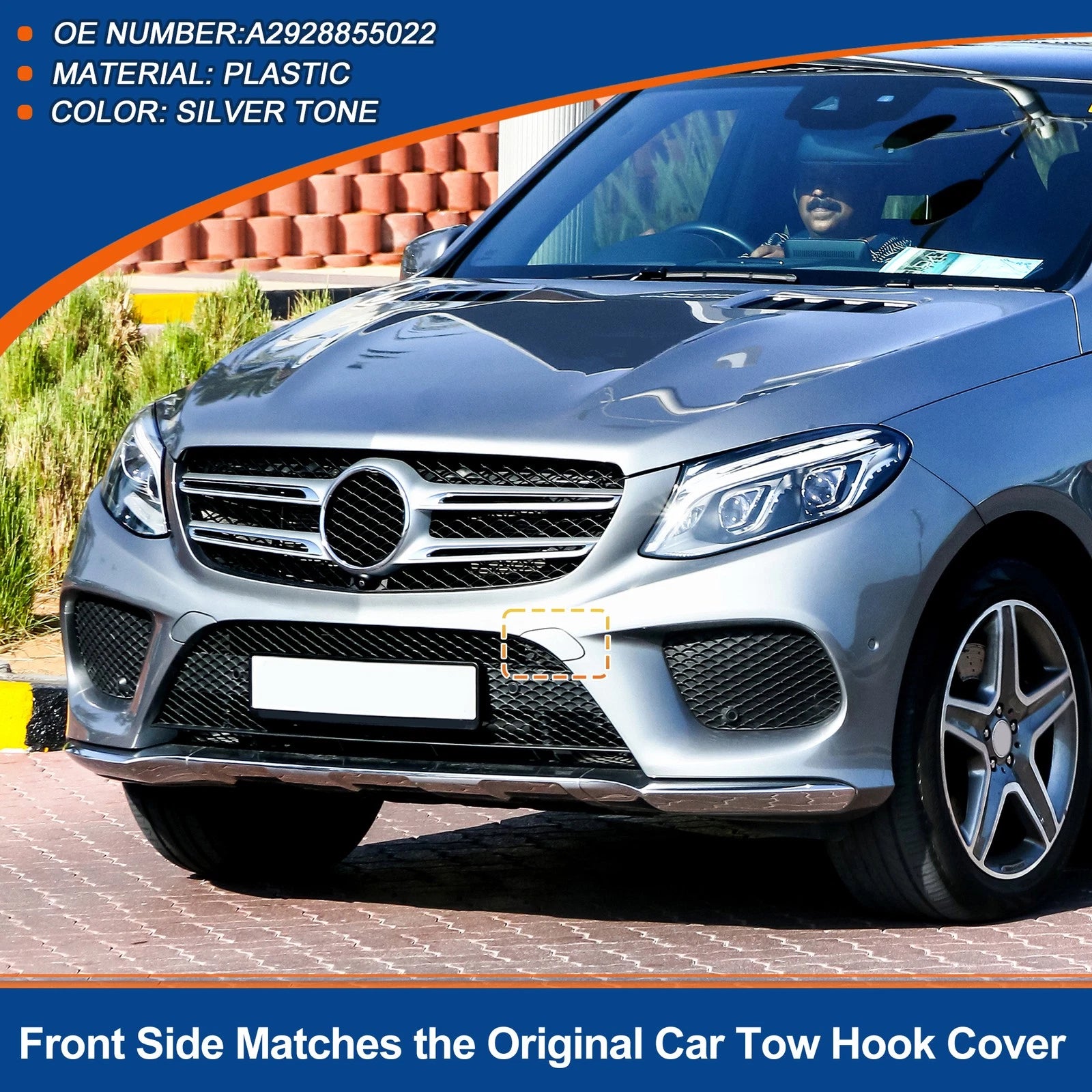 Front Car Bumper Tow Hook Cover Replacement for Mercedes-Benz GLE (2016–2023)
