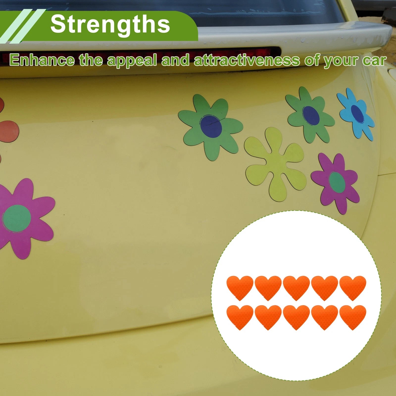 Reflective Bumper Decal for - Orange Heart Rhombus