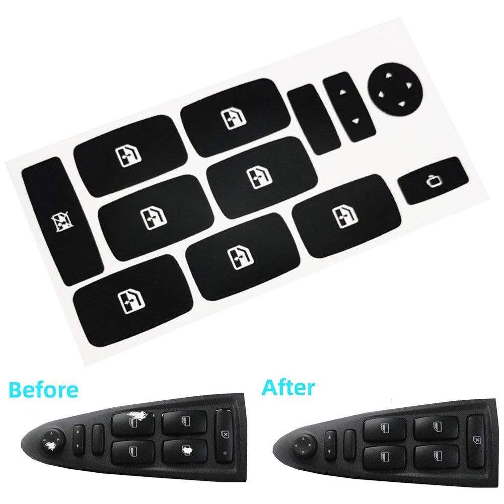 Black Vinyl Window Button Decals for Automotive Use (Light Penetration Reduction)