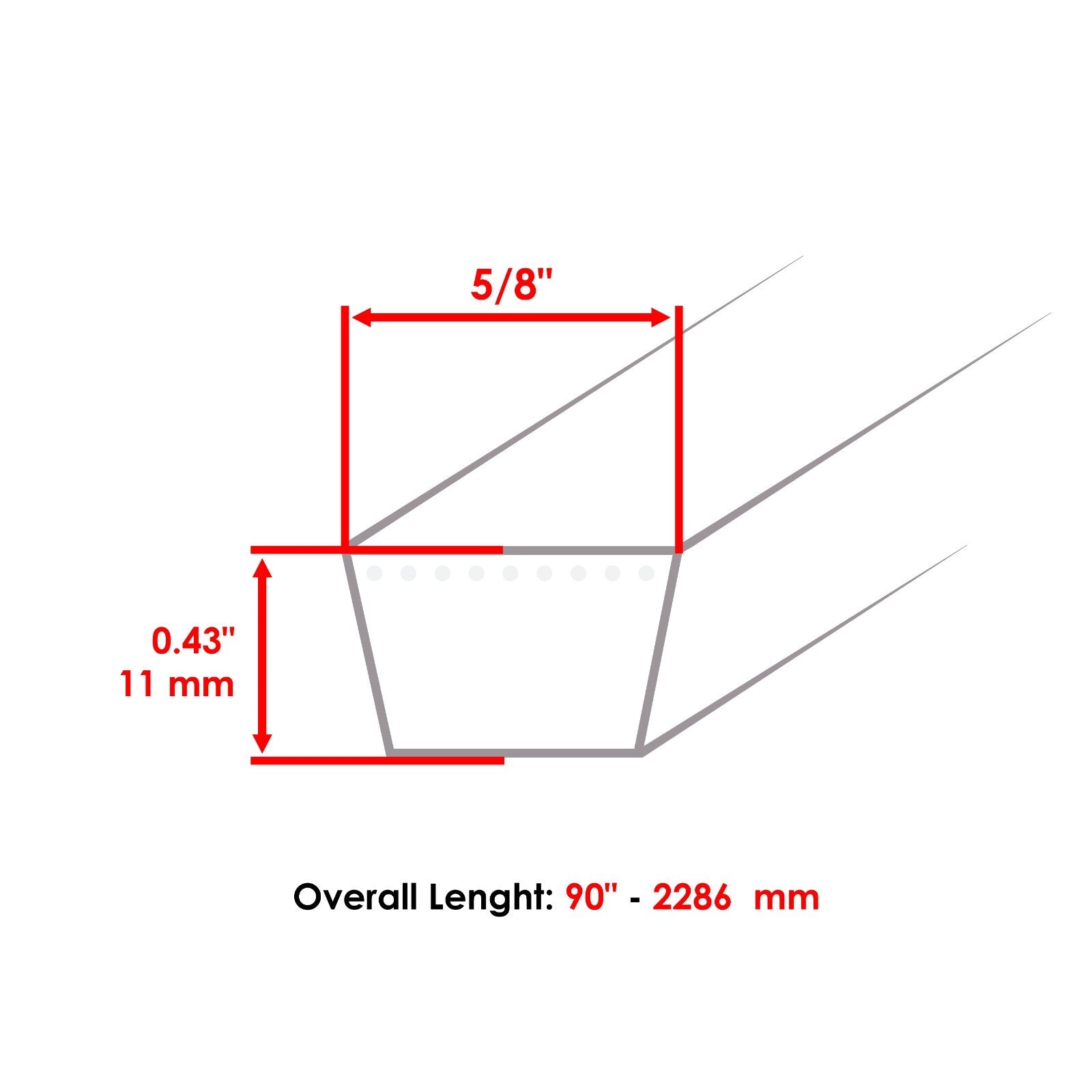Deck Secondary Primary Drive V-Belt for Husqvarna YTH2248 YTH2448 (48") (2010–2020)