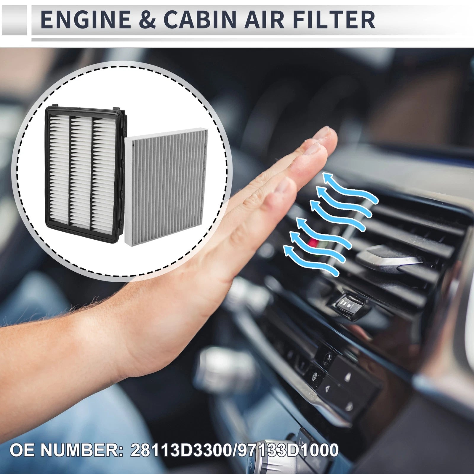 Cabin Air Filter Combo Replacement for Hyundai Tucson 2016–2017
