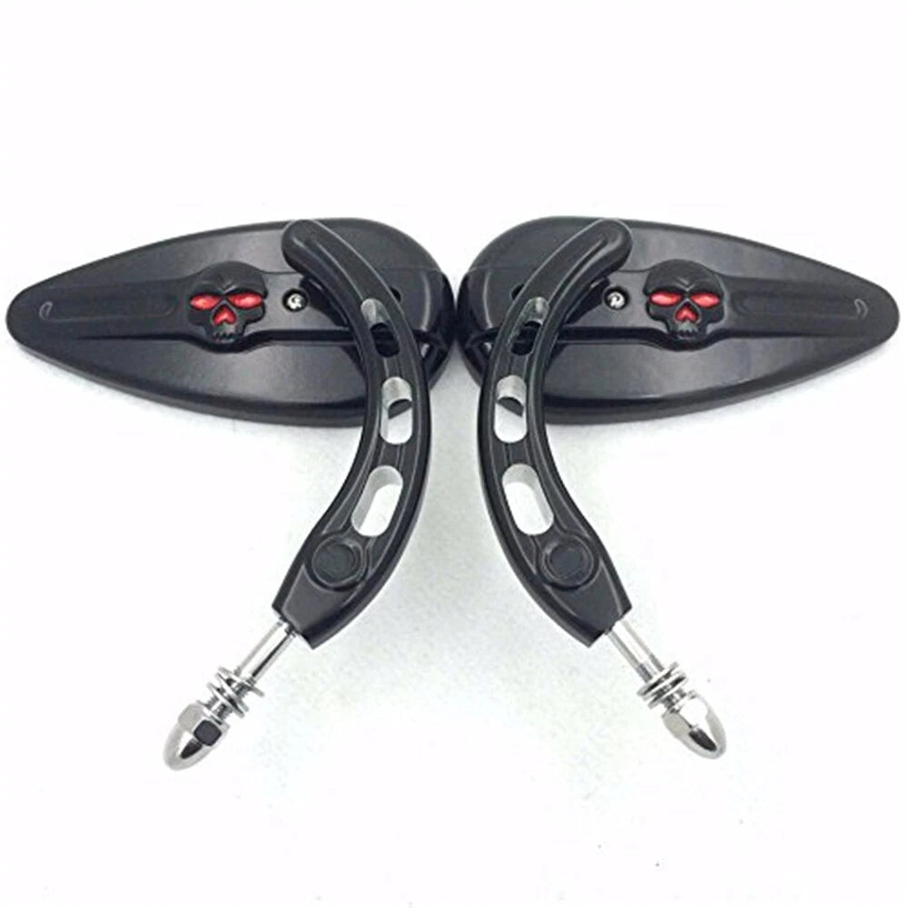 Black Skull Side Mirrors for Harley Dyna Super Glide FXE FXDXT (2006–2017)