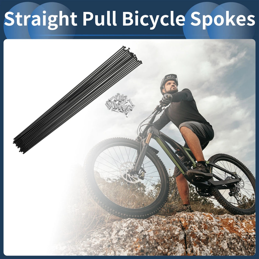 20 Set Straight Pull Bicycle Spokes 243mm Carbon Steel for Black
