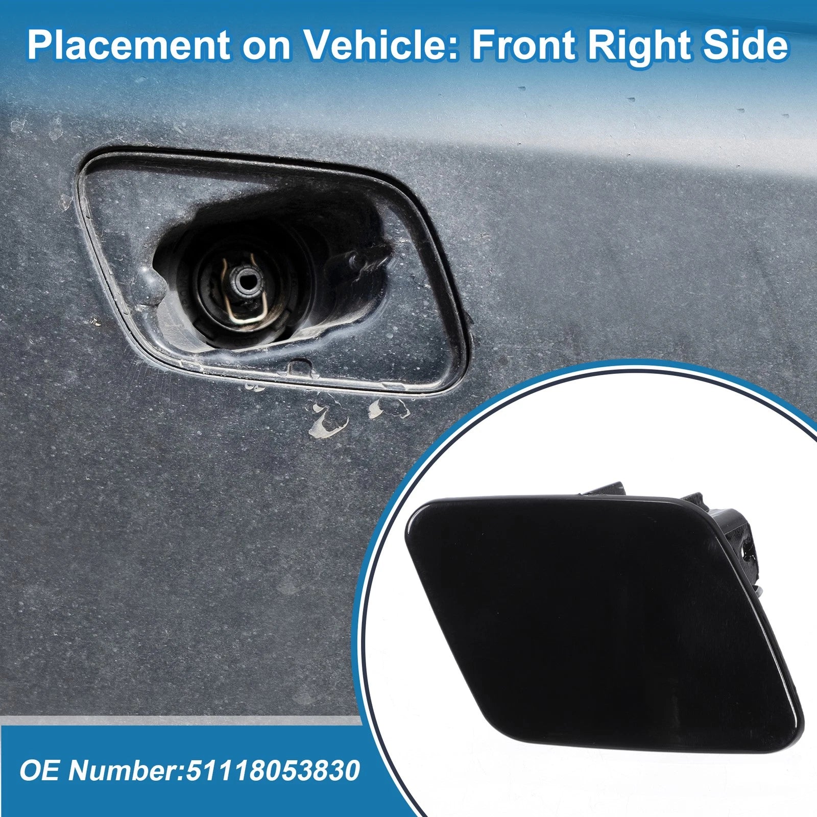 Front Right Headlight Washer Nozzle Cover Cap for BMW 1 Series (2008–2019)