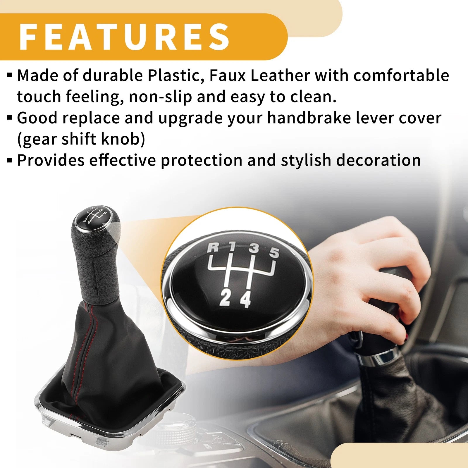 Gear Shifter Knob with Cover Replacement for Volkswagen Polo (2014–2017)