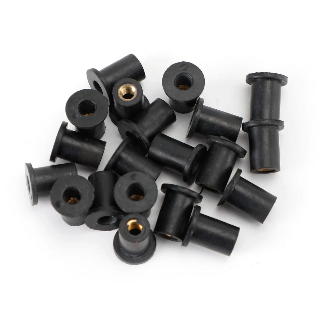 Pack of 20 M4 Rubber Well Nuts for Fairing & Screen Fixing (8mm Hole)