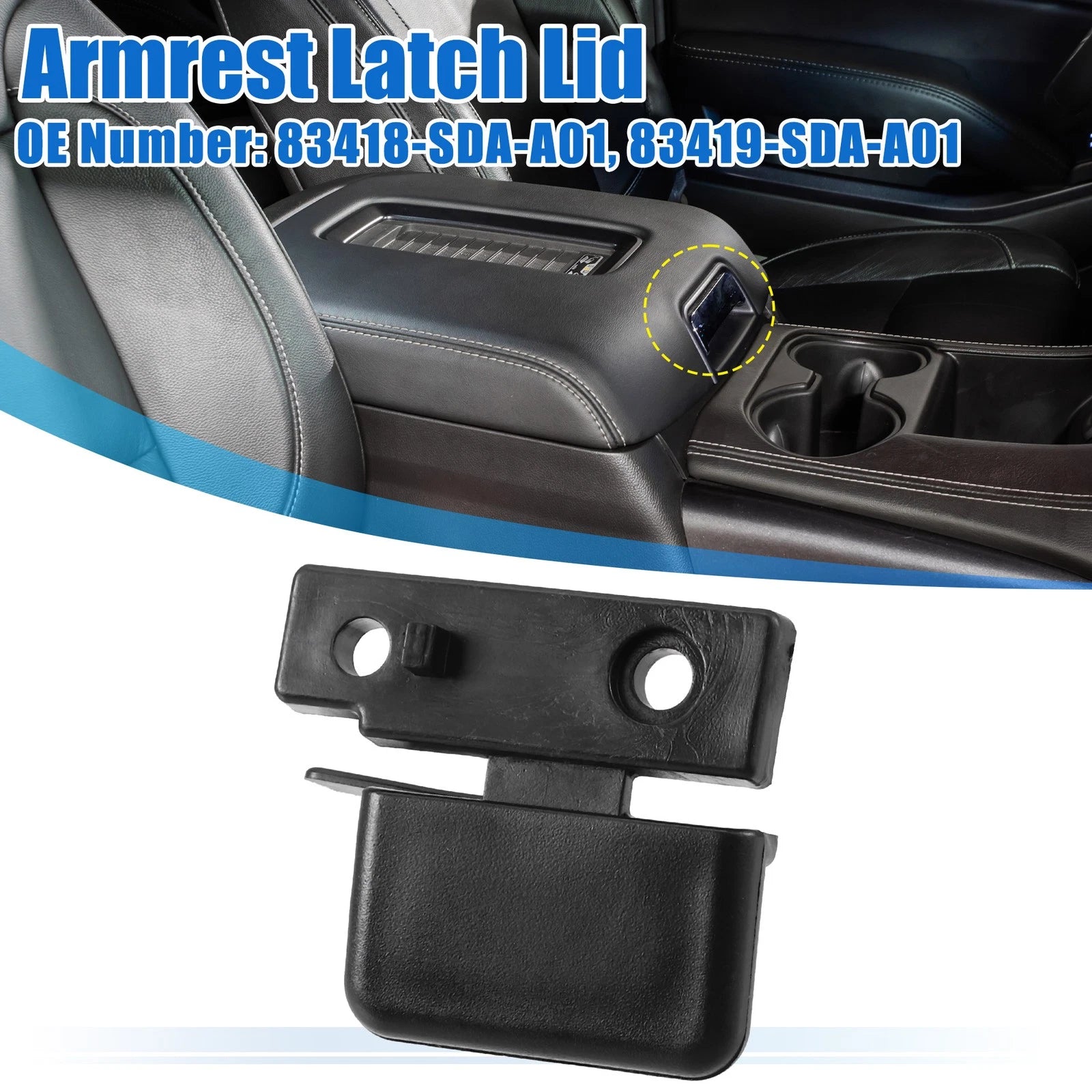 Armrest Latch Lid Replacement for Honda Accord (2003–2007) Plastic Black
