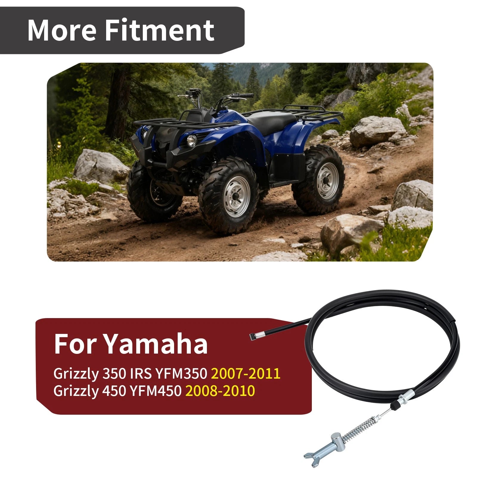 Rear Parking Brake Cable for Yamaha Grizzly 350 YFM350 IRS (2007–2011) 4S2-F6341-00-00