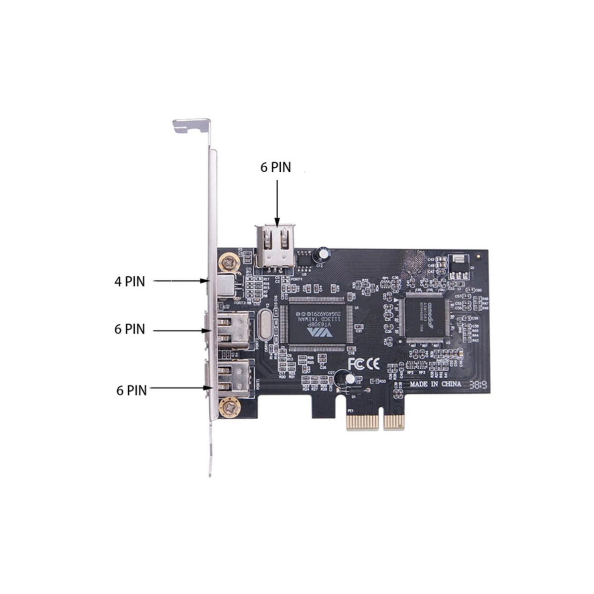 PCI Ex1 to External IEEE 1394 Adapter Card Controller with Bracket
