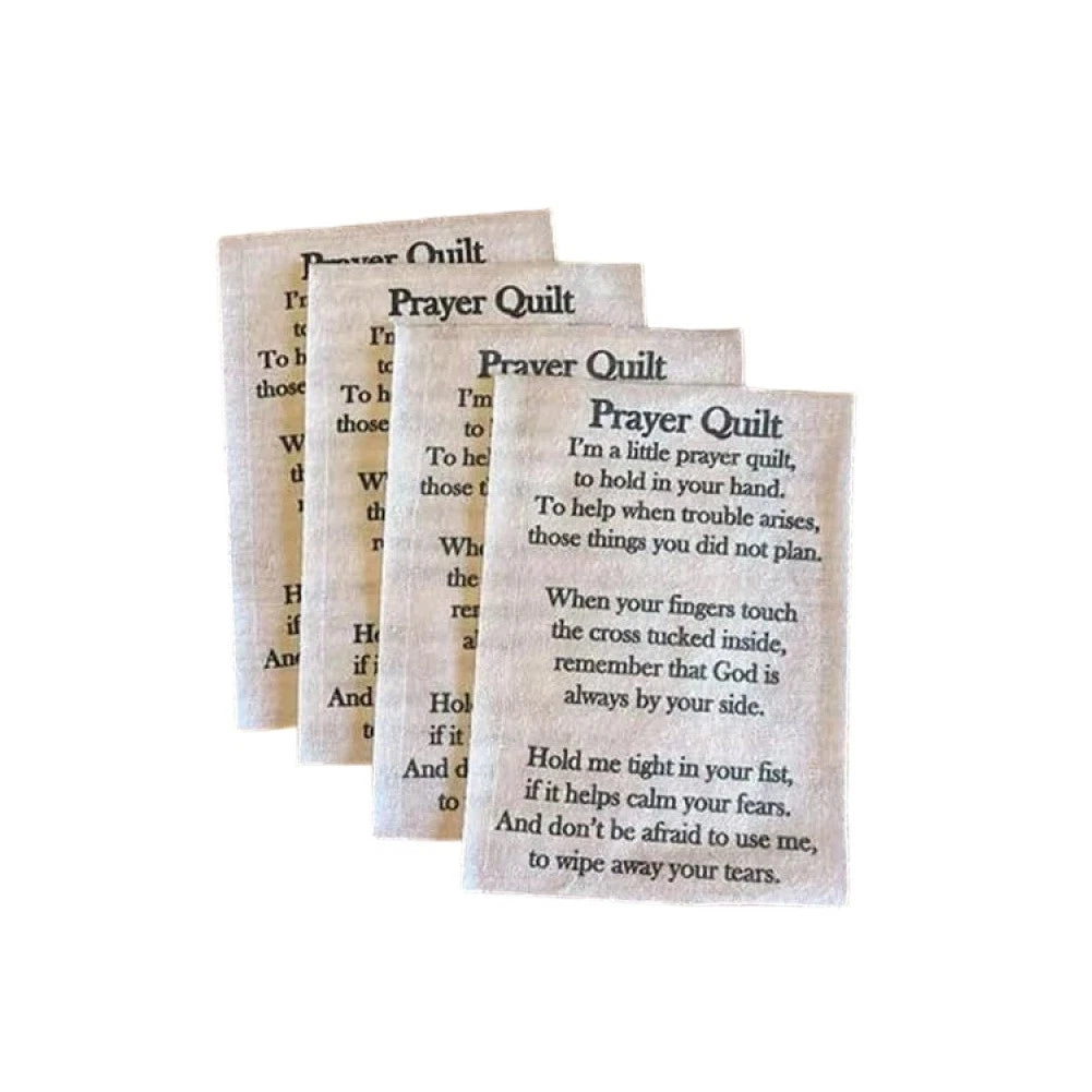 10pcs Prayer Quilt Fabric Text Panel 10x15cm Beige for Handmade Quilts