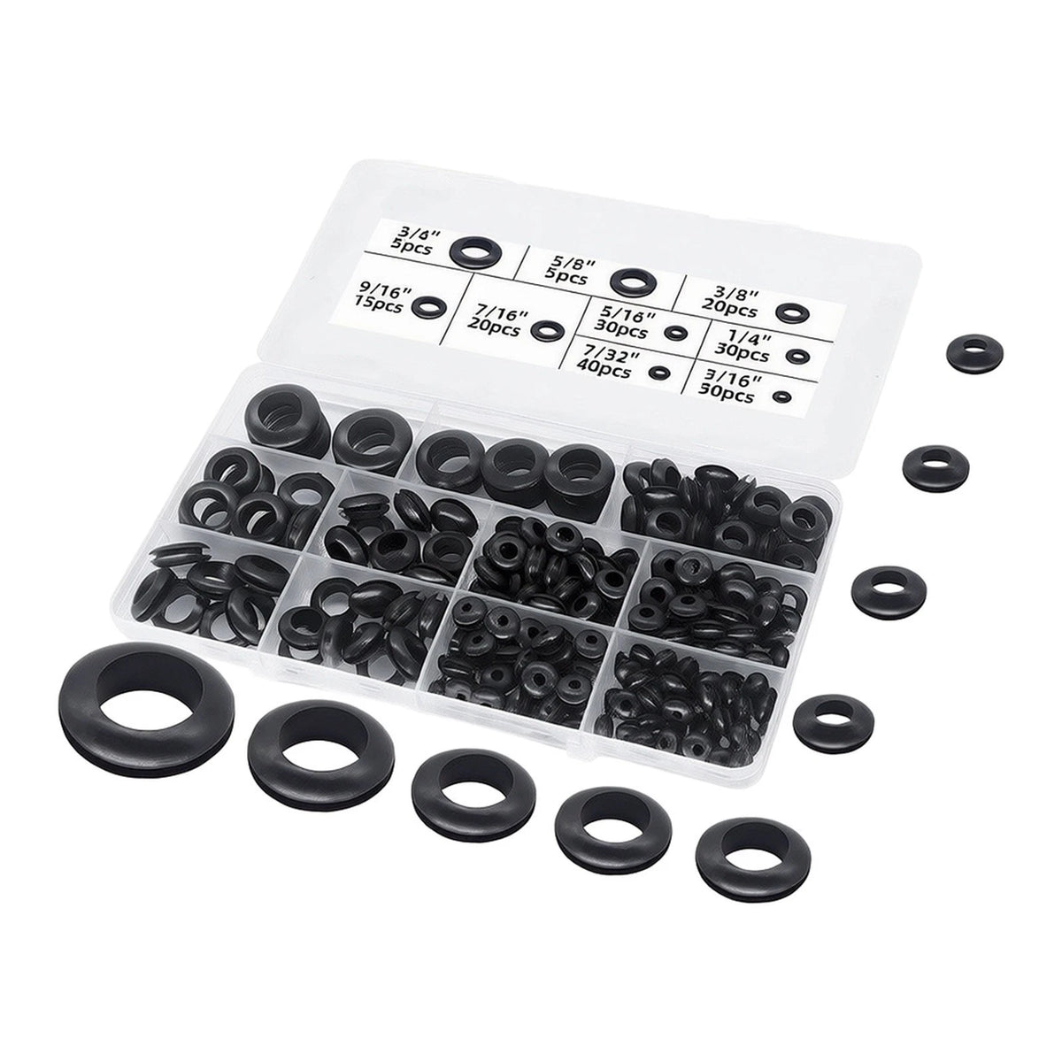 215Pcs Rubber Grommets for Various Wiring Applications