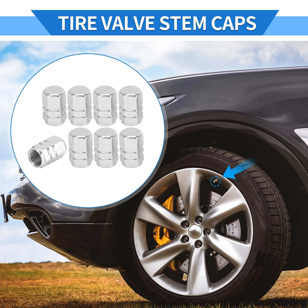 Tire Valve Stem Caps Replacement Set for SUV Bike RV (10–17mm) (8 Pack)