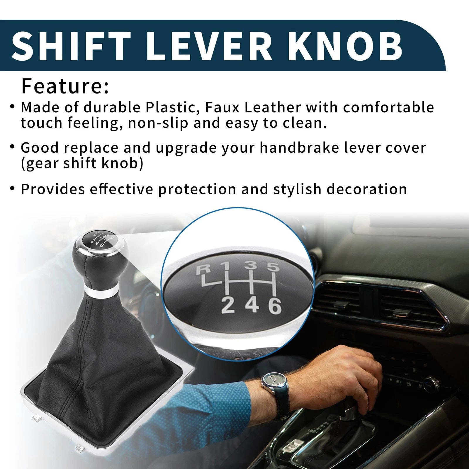 6 Speed Gear Shift Knob with Cover for Volkswagen Passat 3C (2005–2011)