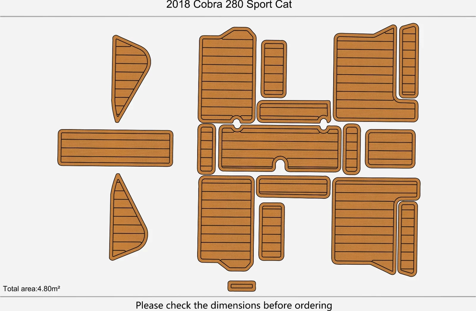 EVA Foam Faux Teak Deck Flooring Cockpit Pads for Cobra 280 Sport (2018)