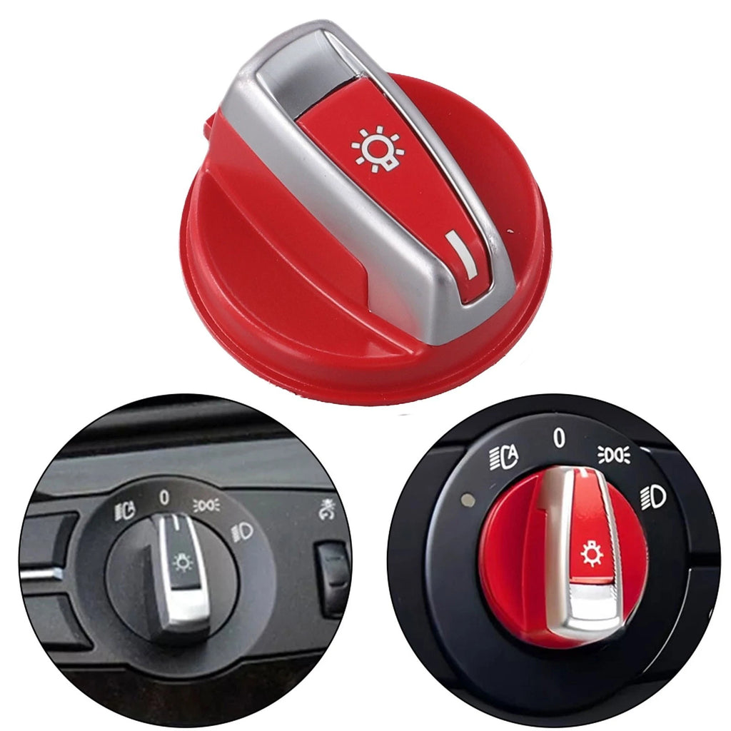 Red Headlight Turn Knob Switch Cap for BMW