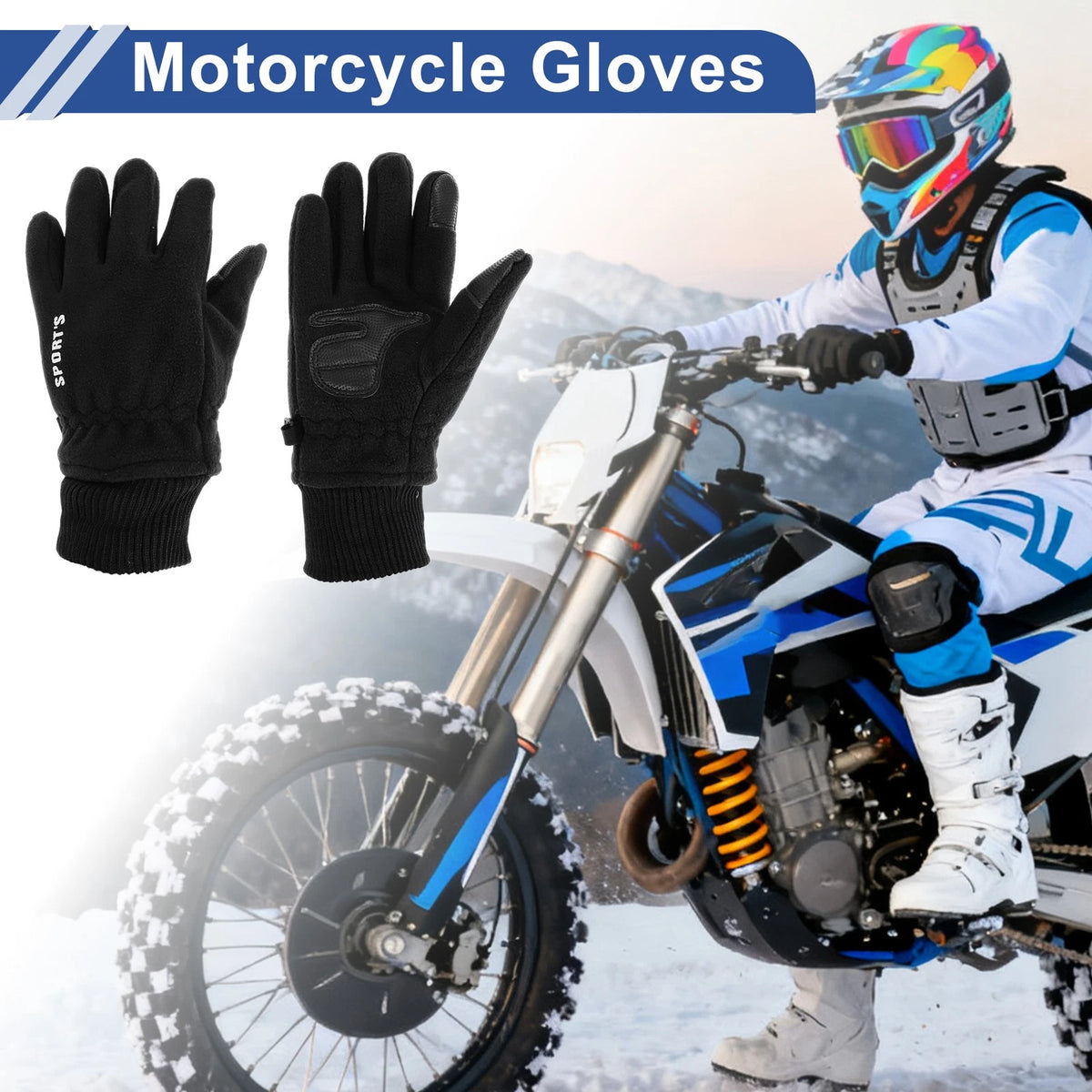 Full Finger Cycling Gloves for Women Mountain Biking Double Fleece Black