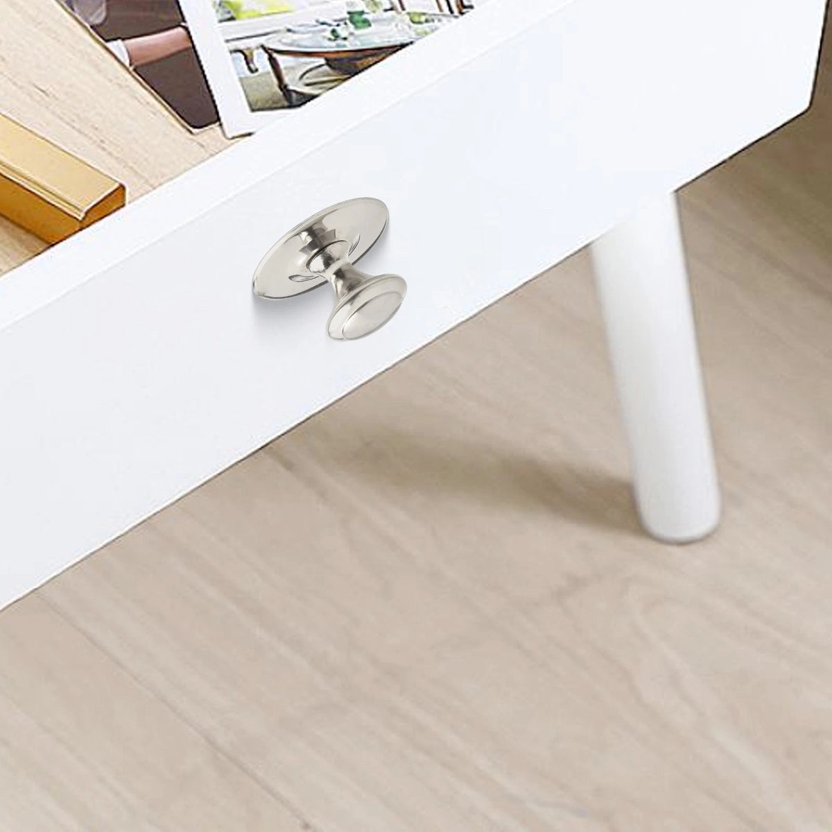 Set of 6 Ergonomic Stainless Steel Drawer Knobs for Wardrobe