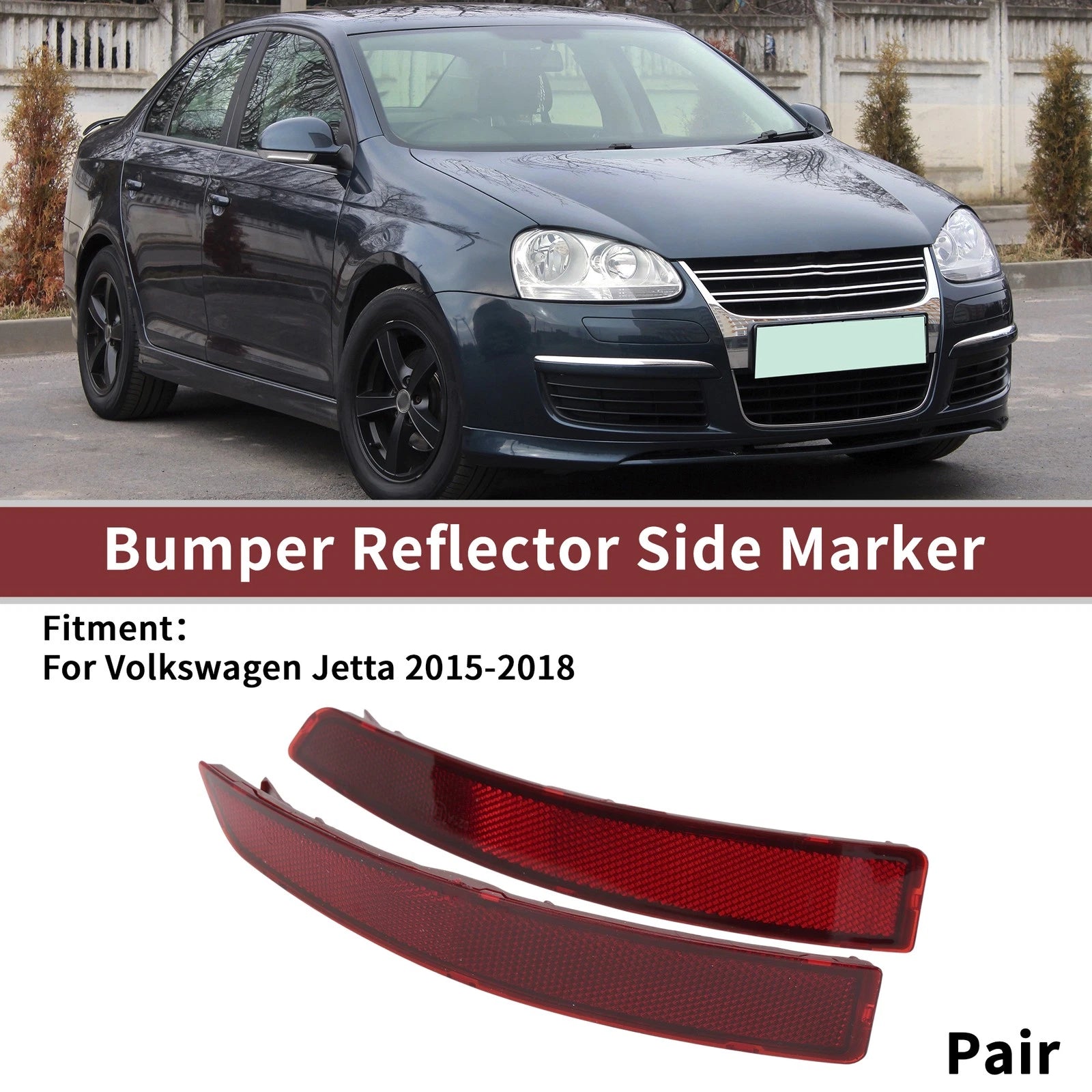 Rear Bumper Reflector Pair Replacement for Volkswagen Jetta (2015–2018)
