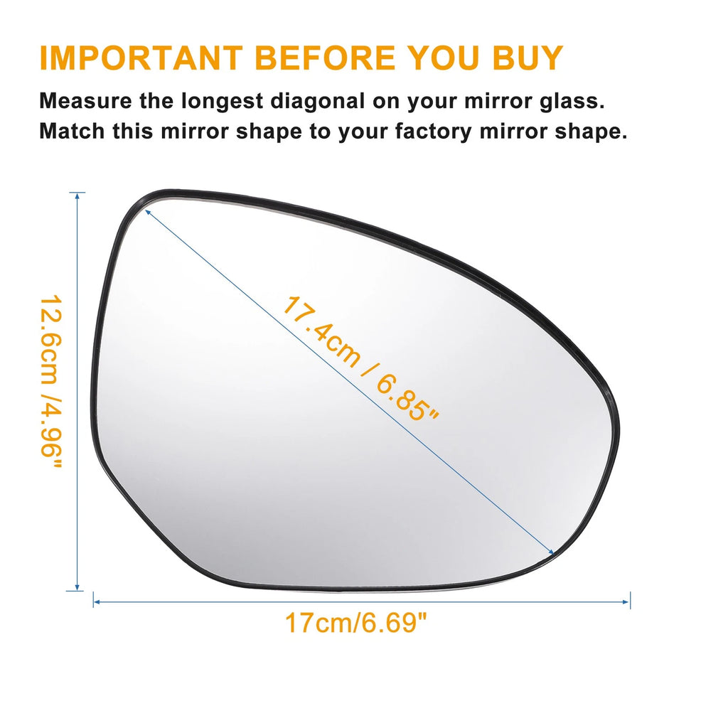 Right Side Mirror Glass with Backing Plate for Mazda 2 3 (2010–2014)