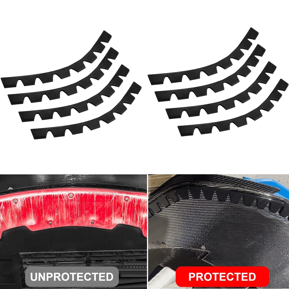 8Pcs Car Front Bumper Scrape Guard Kit Chassis Anti-Scratch Protector PVC Black