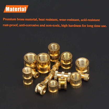 Set of 4 Knurled Nuts for M2 M3 M4 M5 (Brass, Female Thread)