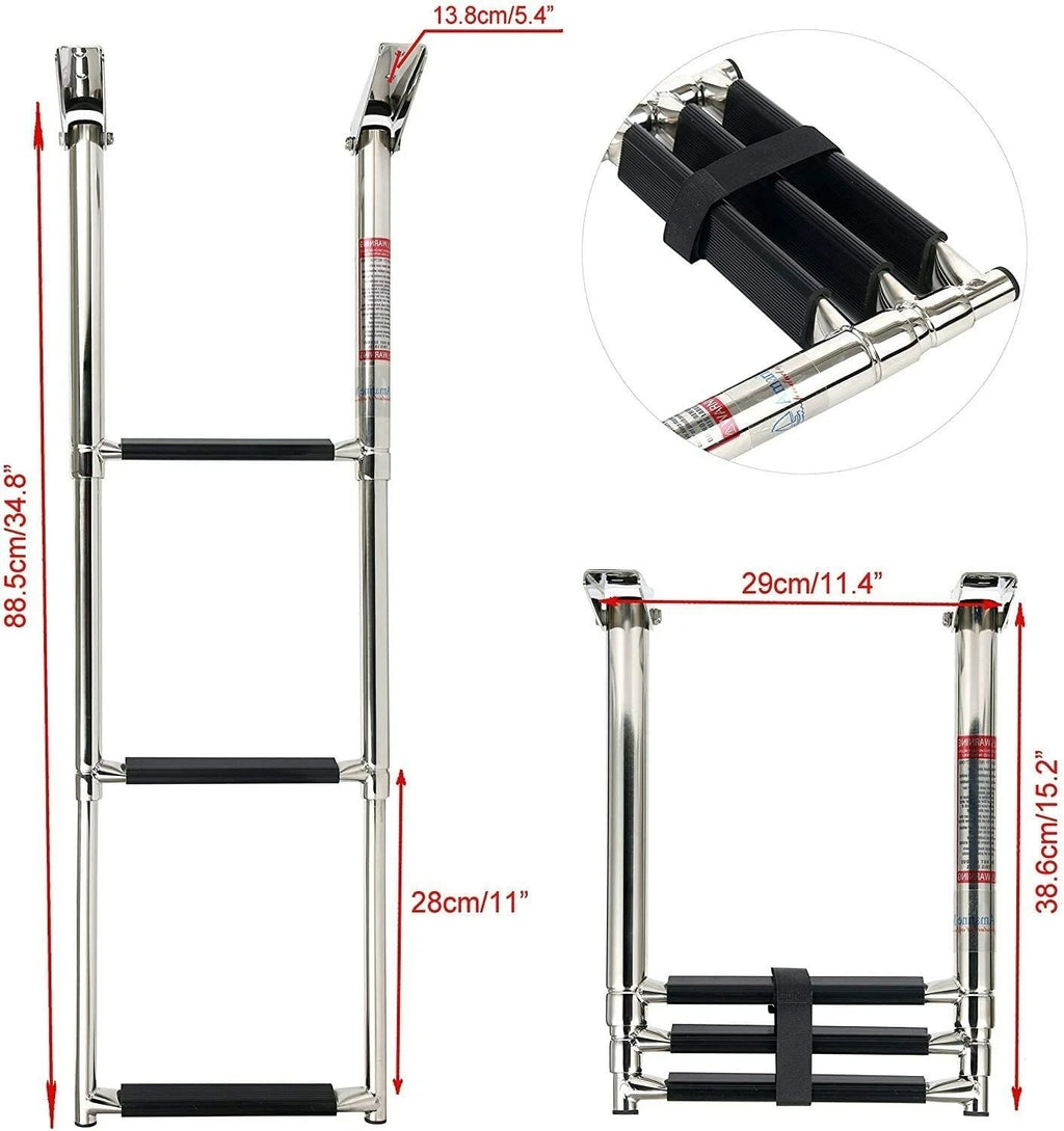3 Step Stainless Steel Telescoping Boat Ladder for AmarineMade