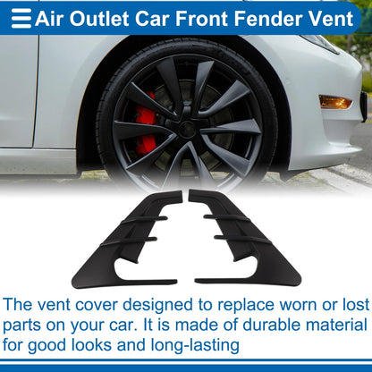 Front Fender Air Outlet Vent Cover Trim for Tesla Model 3 (2020–2023) ABS Matte Black