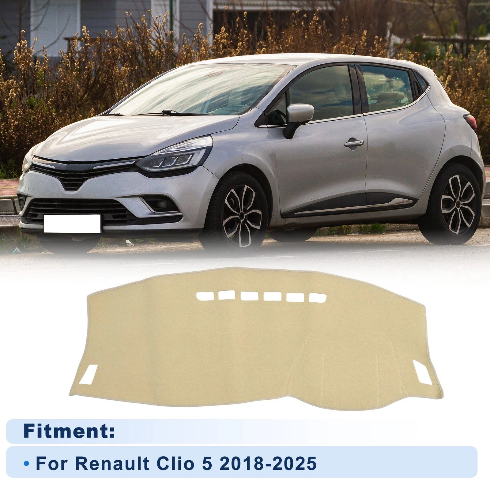 Dash Cover Set for Renault Clio 5 (2018–2025) Without HUD Polyester Beige
