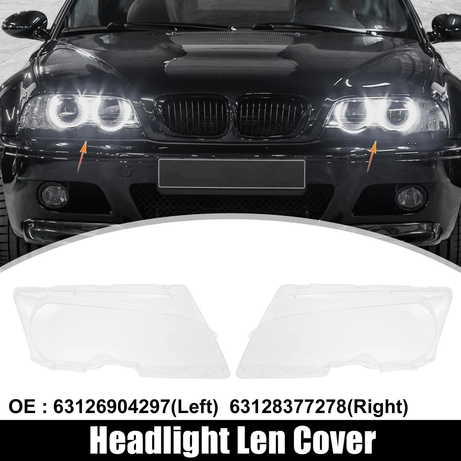 Headlight Lens Cover Front Pair for BMW 3 Series E46 (1998–2002)