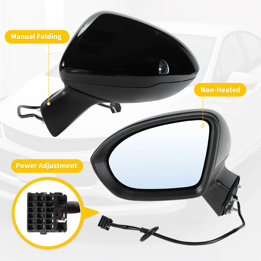Left Side Door Mirror 3 Pin Replacement for Chevy Cruze 2016–2019
