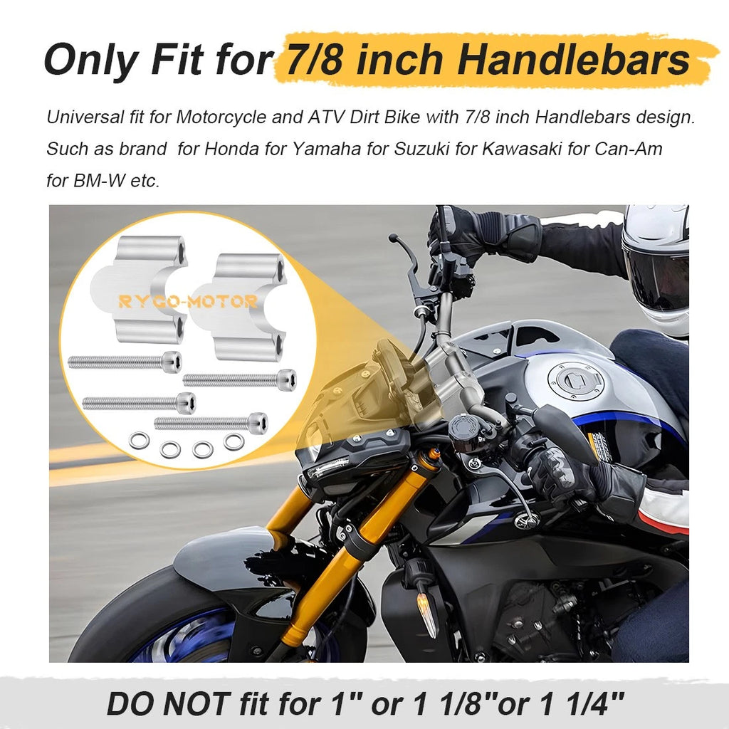 30mm Handlebar Risers 7/8" Bar Clamp Kit for Yamaha Honda ATV Dirt Bike