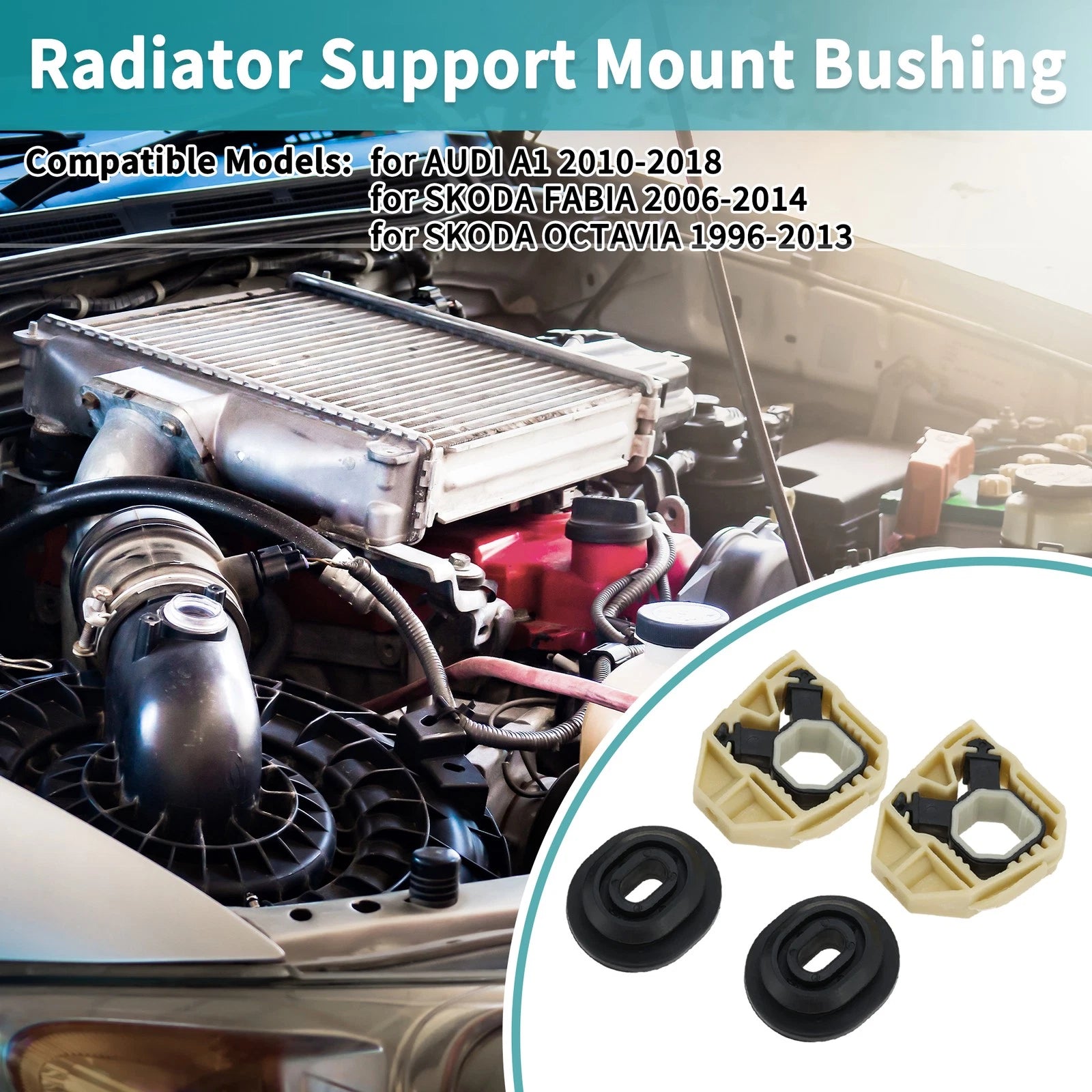 Radiator Mount Bracket Set Heavy Duty for Audi A1 (2010–2018) 4 Piece