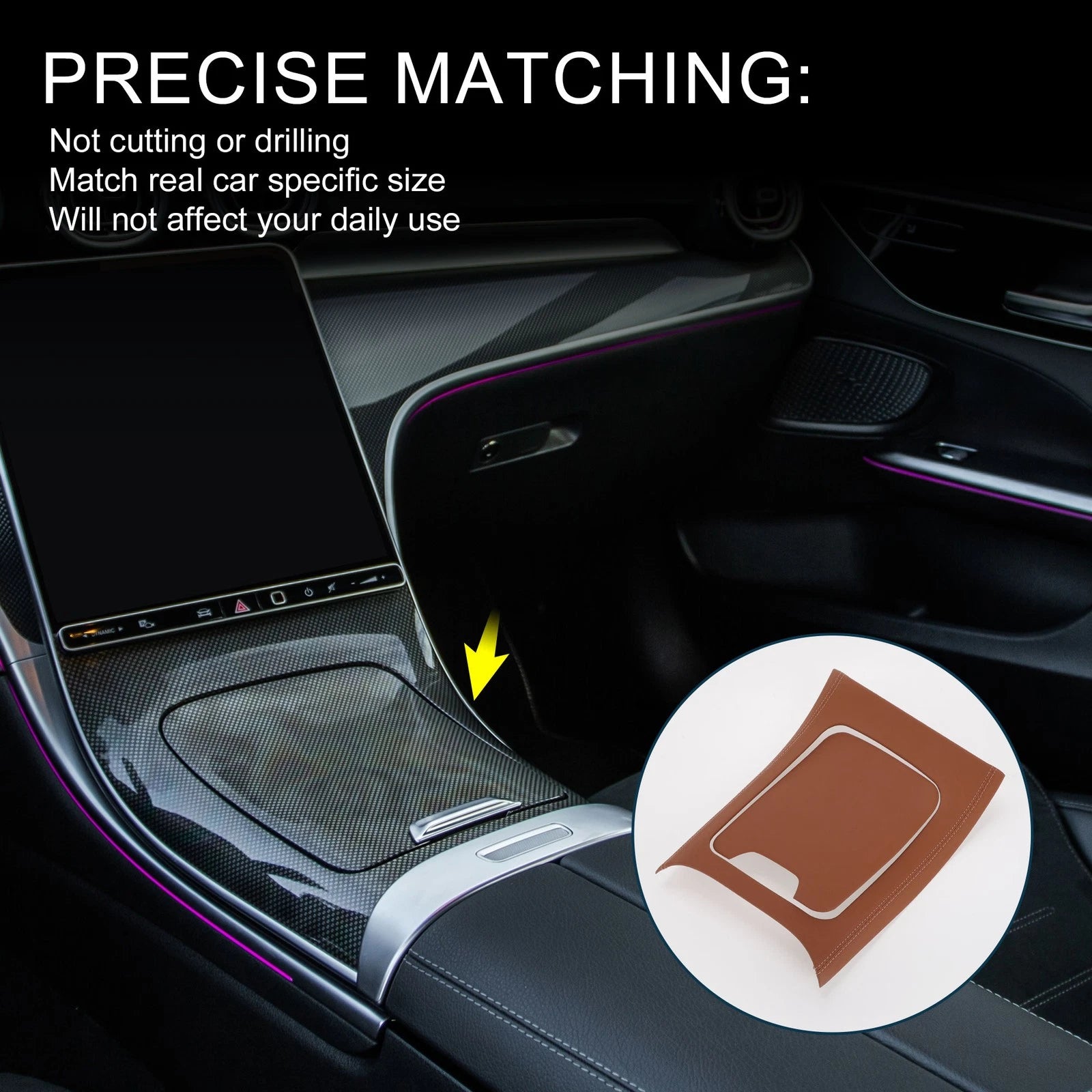 Center Console Panel Sticker for Mercedes-Benz C-Class (2022–2024) Brown Set