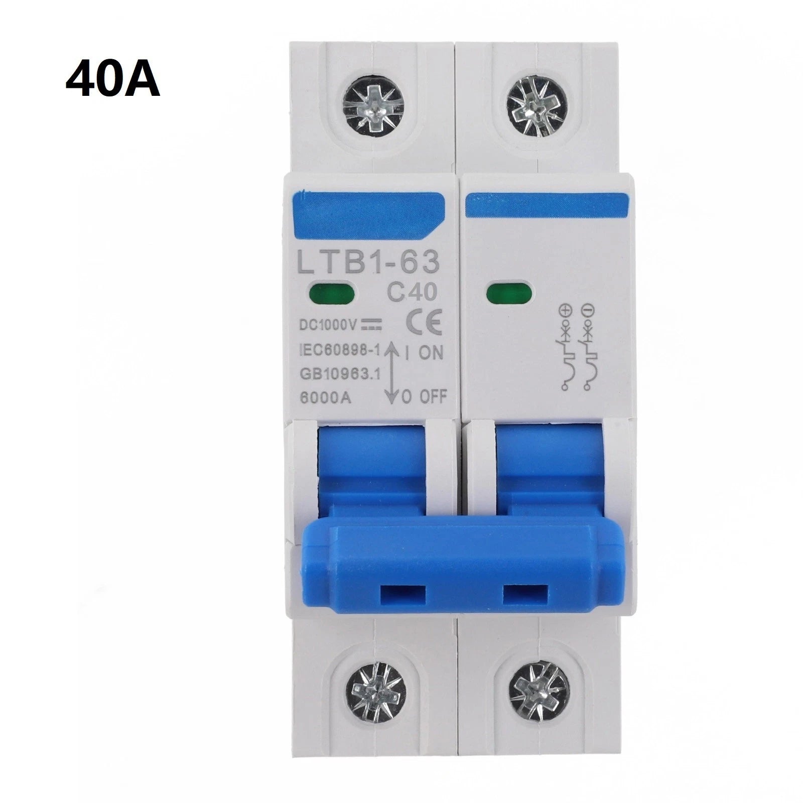 2 Pole 40A Solar DC Circuit Breaker for DIN Rail (1000 Volt)