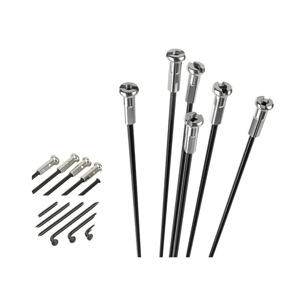 2mm Black Alloy Bicycle Spokes for Most Wheelsets (283, 285, 290mm)