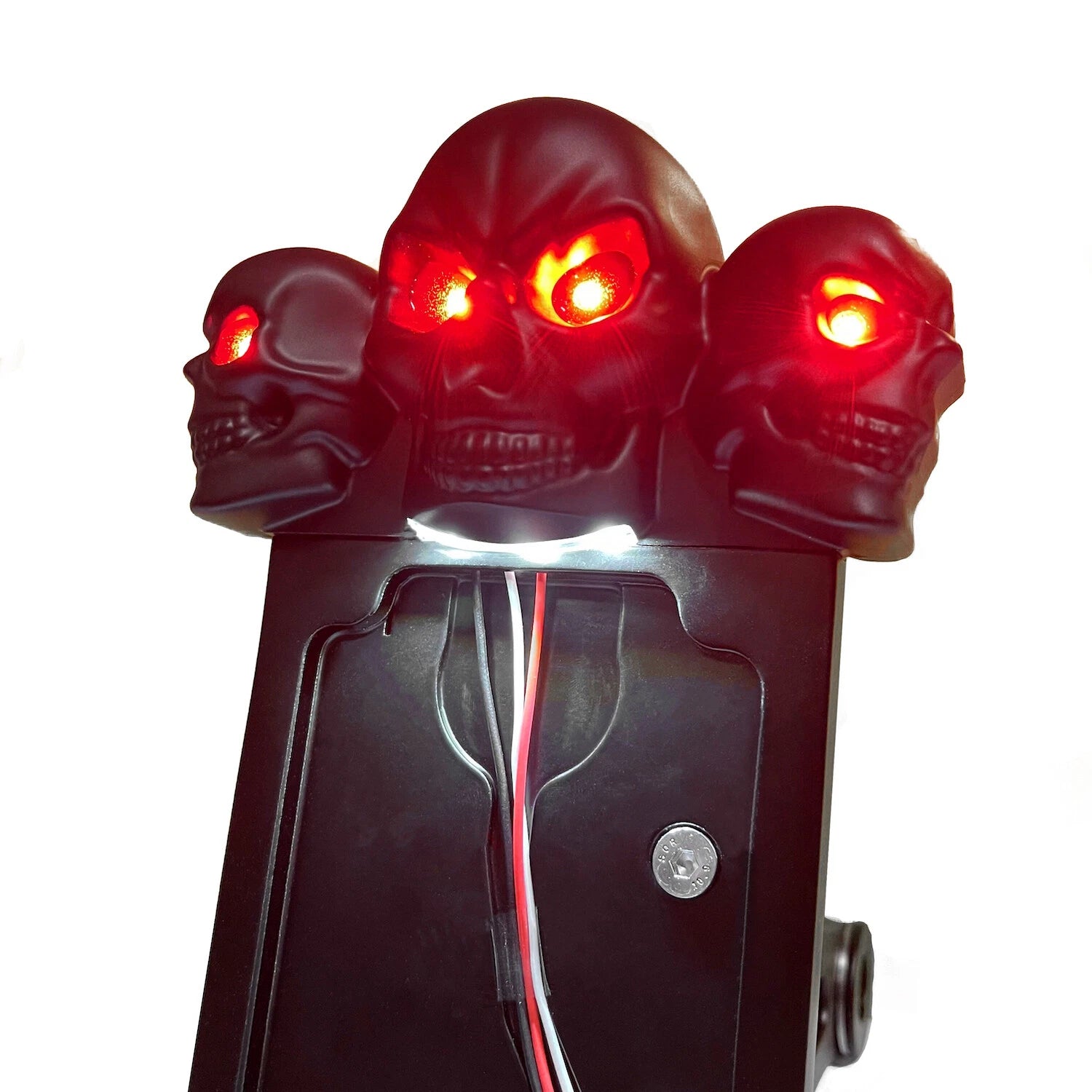 Black Side Mount License Plate Bracket w/ Skull LED Tail Light for Motorcycle