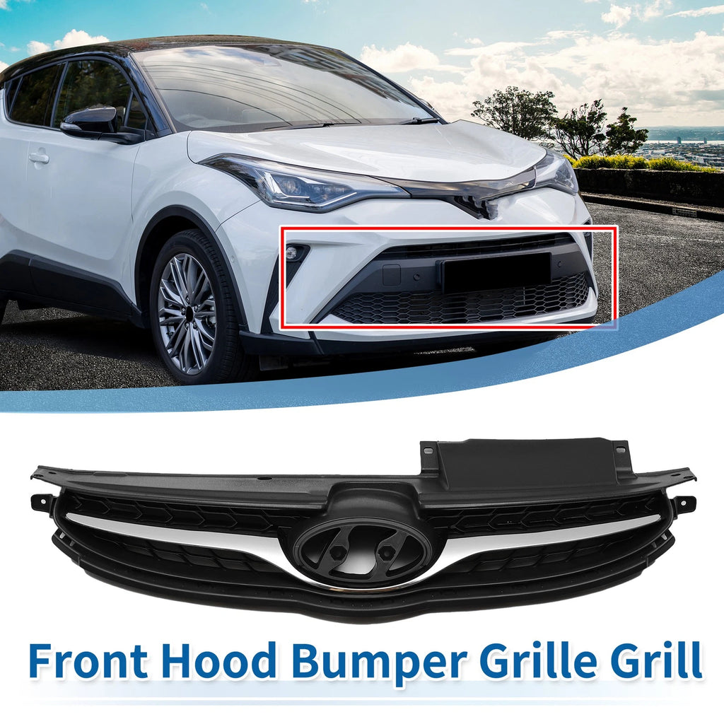 Front Upper Bumper Grille for Hyundai Elantra (2011–2018) Black Chrome