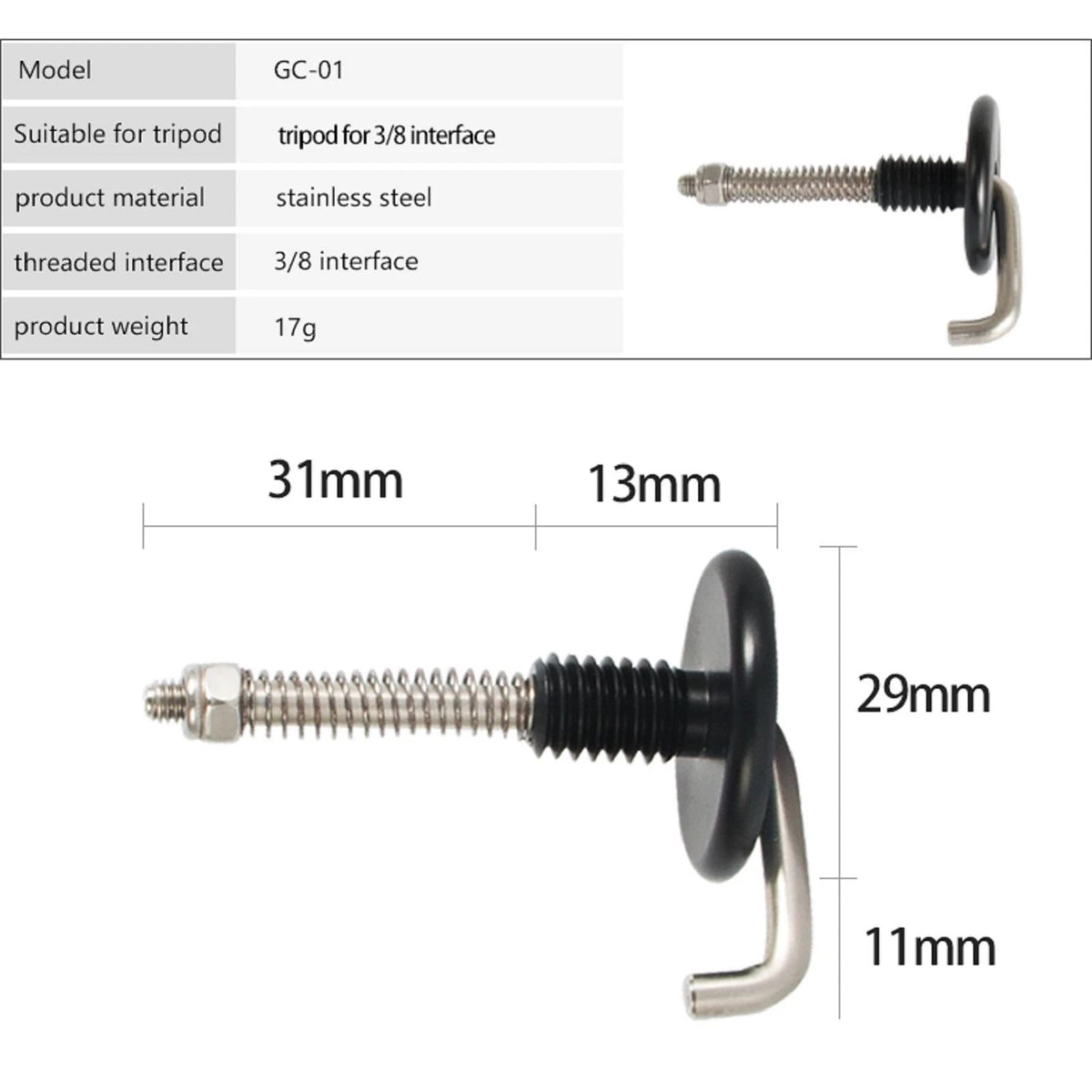 Tripod Center Hook for Camera Tripod (3/8 Interface)
